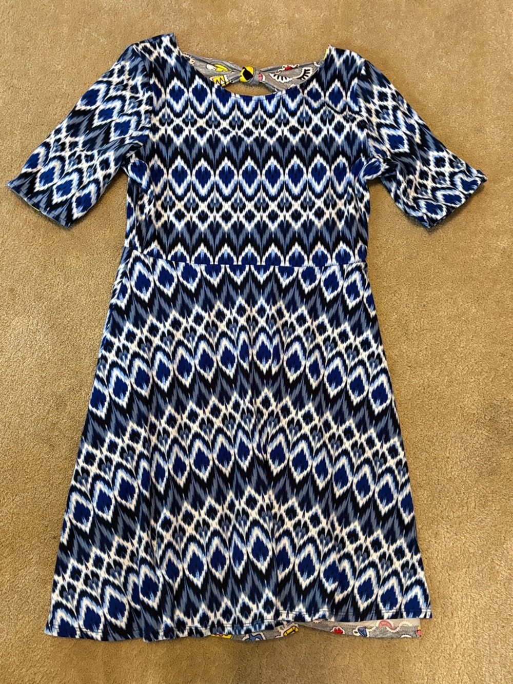 Emily West Kahn Lucas Reversible Blue Snake Print and Gray Emoji Print Dress